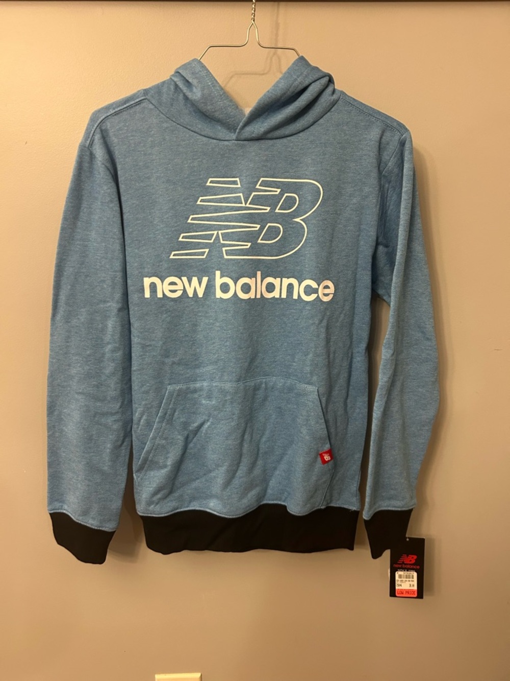 New Balance Light Blue Hoodie with Black Trim